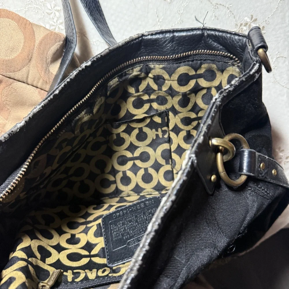 unbranded brown & black patterned tote bag bundle – worn/for repair